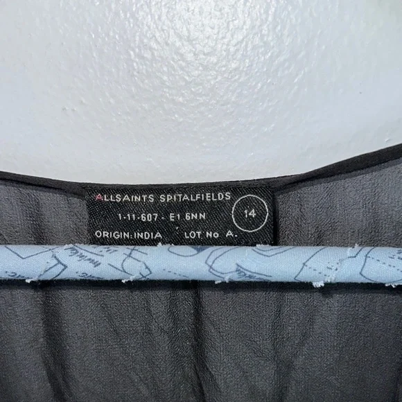 All Saints spitalfields sequin 100% silk sheer mini dress size 14 - Picture 2 of 11